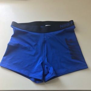 Blue nike pro spandex shorts
